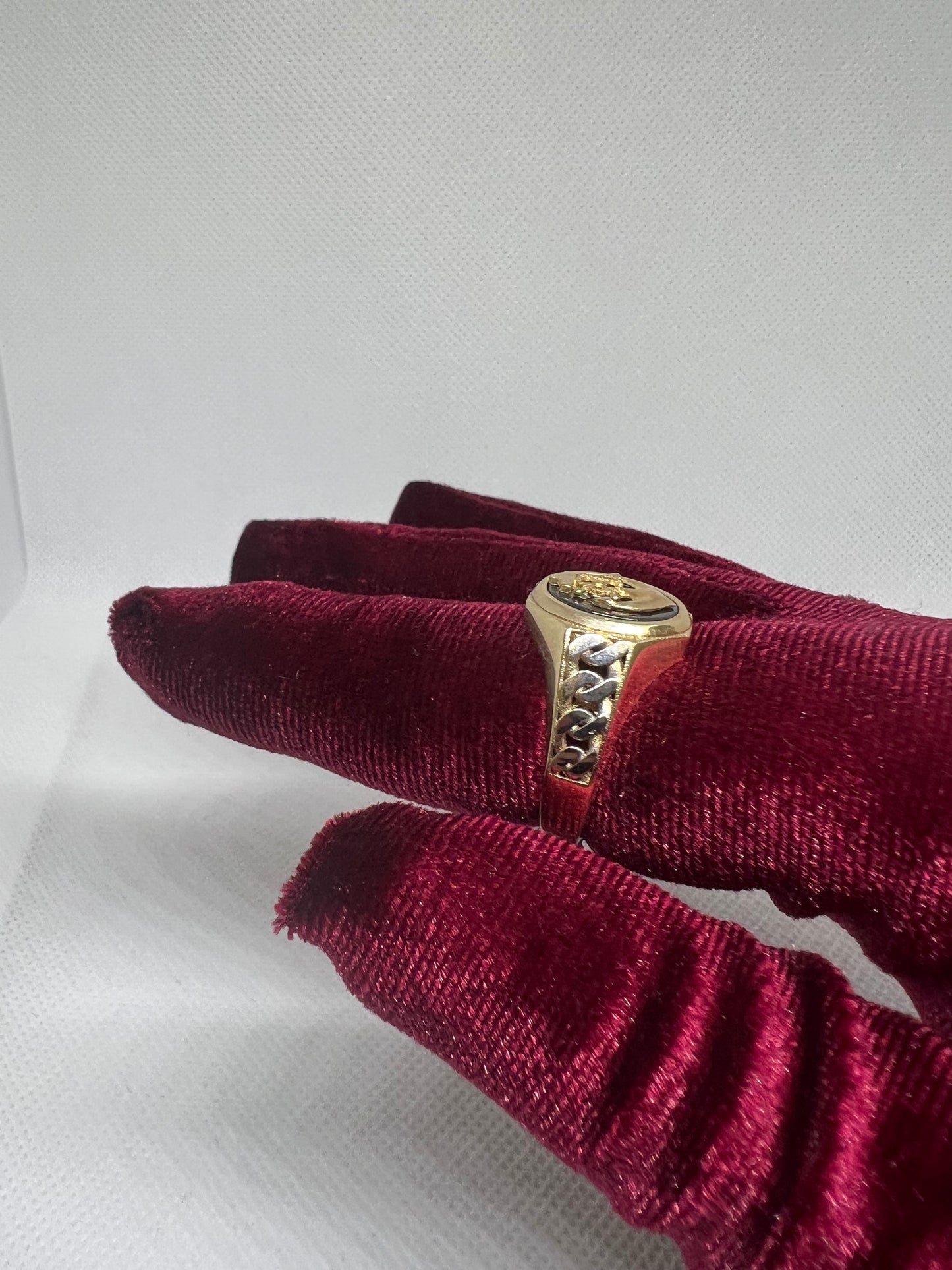 10K Solid Gold Anchor Cross Ring - Chain Included