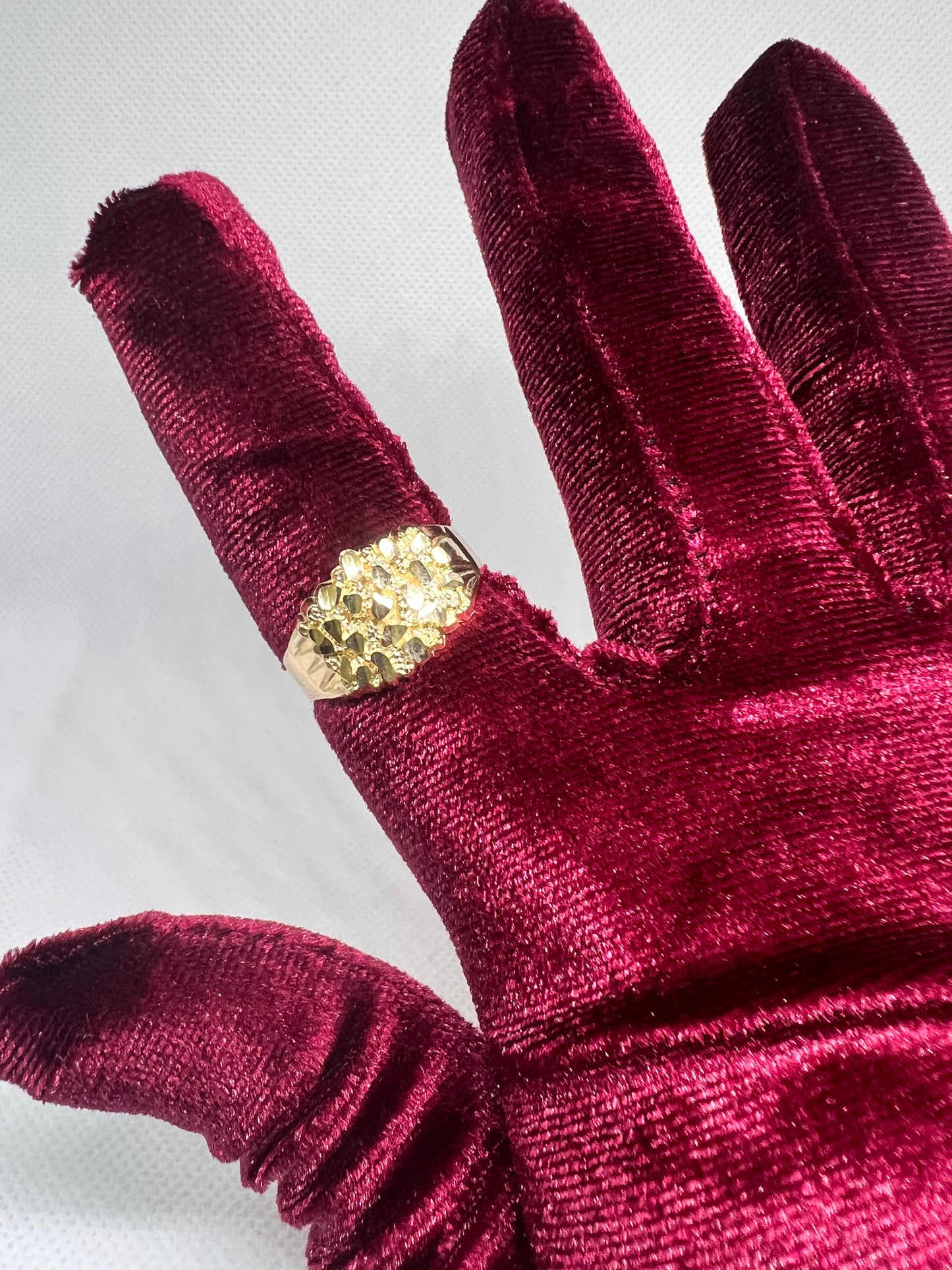 10K Solid Gold Nugget Ring - Chain Included