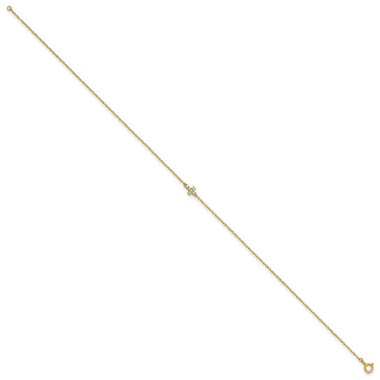 10K Yellow Gold Cross Anklet