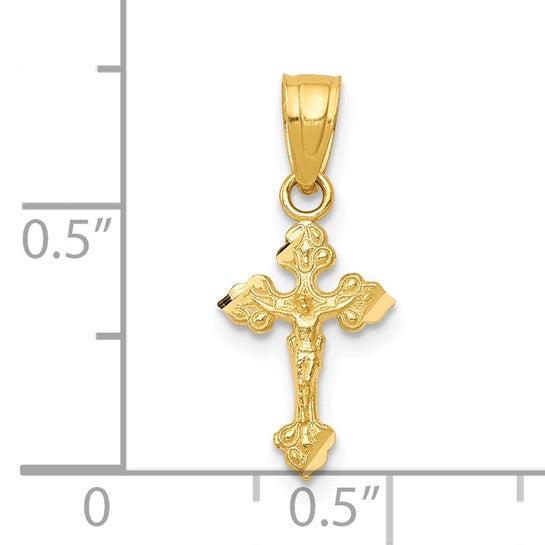 10K Tiny Crucifix Pendant Charm