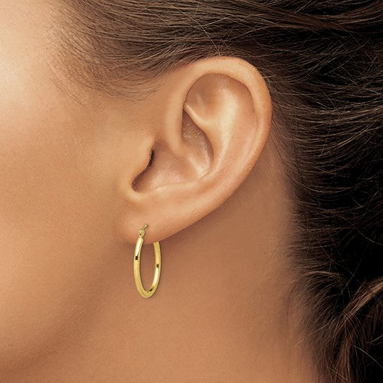 10K Yellow Gold Diamond Cut Hoop Earrings