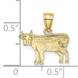10K Flat Gold Polished Cow Pendant
