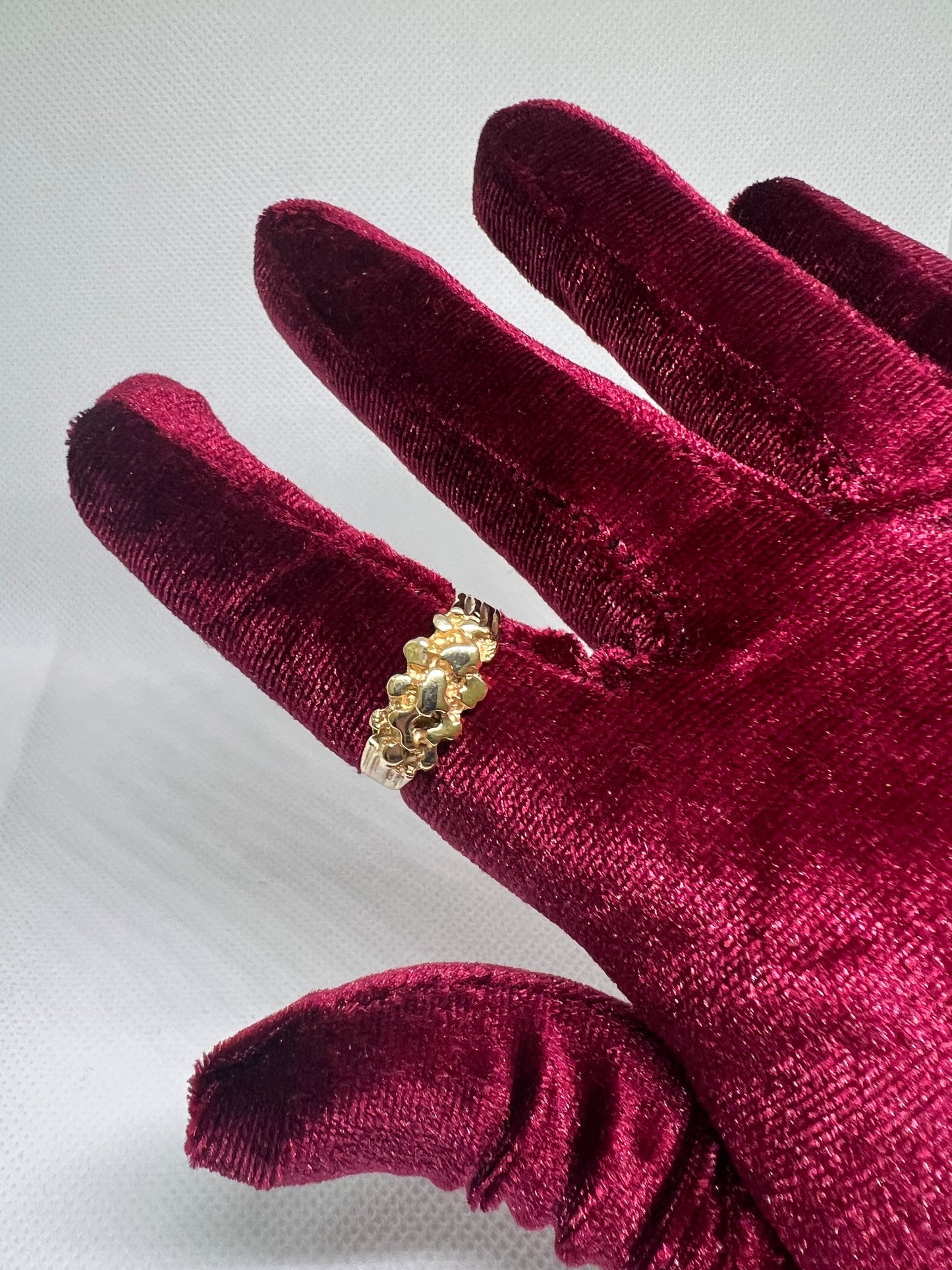 10K Solid Gold Nugget Ring - Chain Included