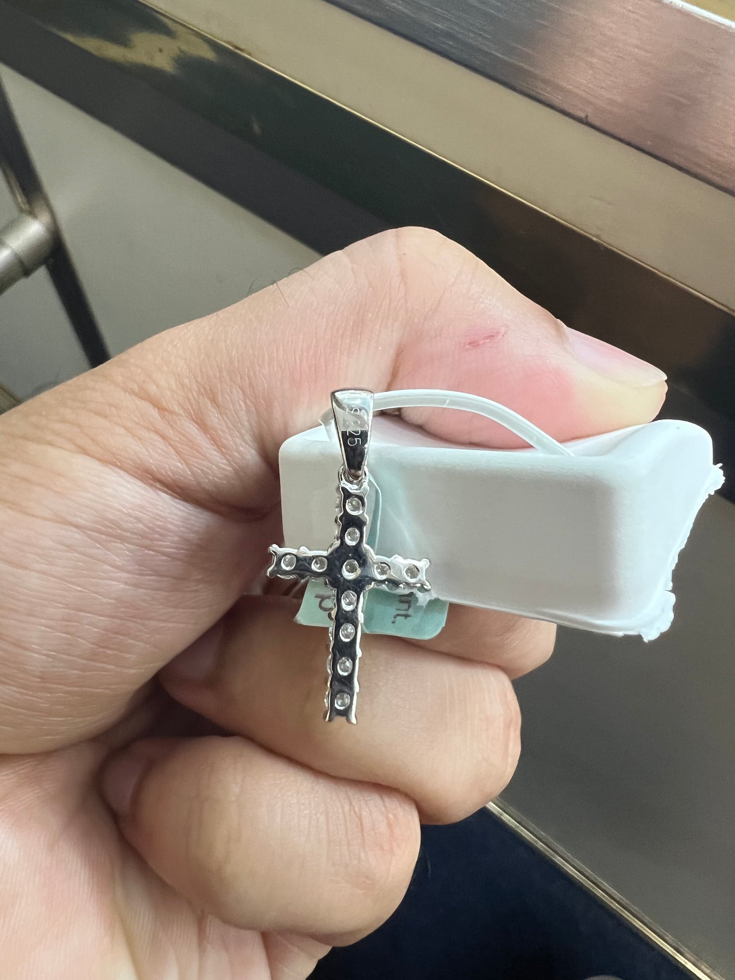 Silver Dainty Moissanite Cross Pendant