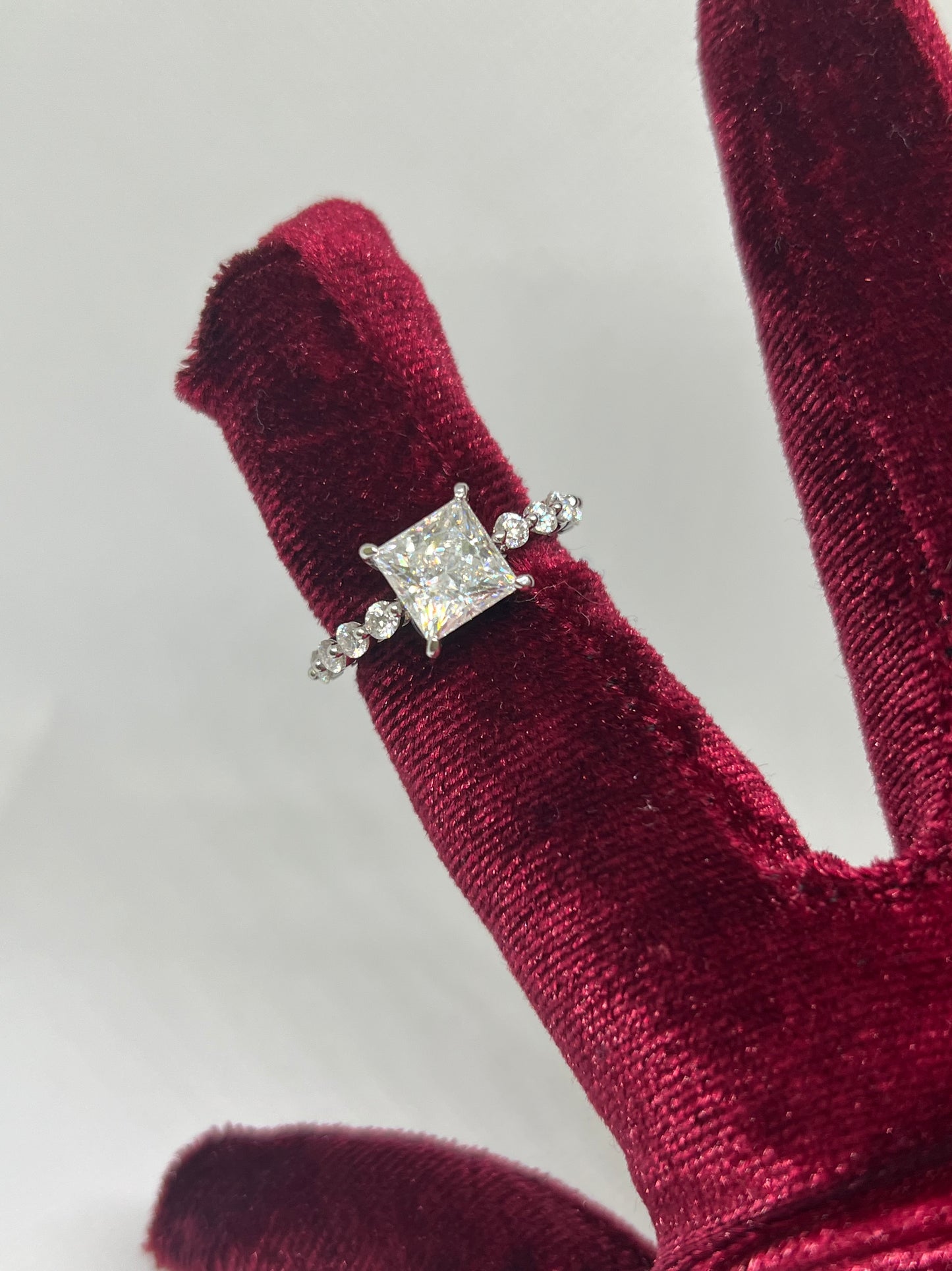 Silver Women Moissanite Ring - Complimentary Moissanite Studs