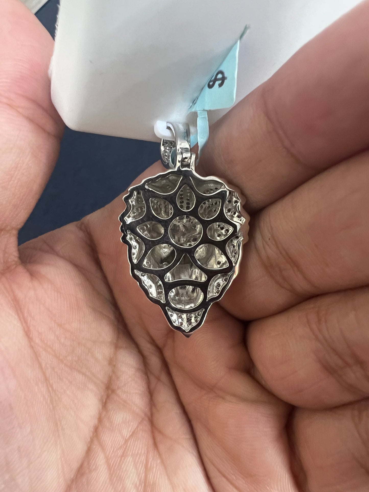 Silver Lion Moissanite Pendant