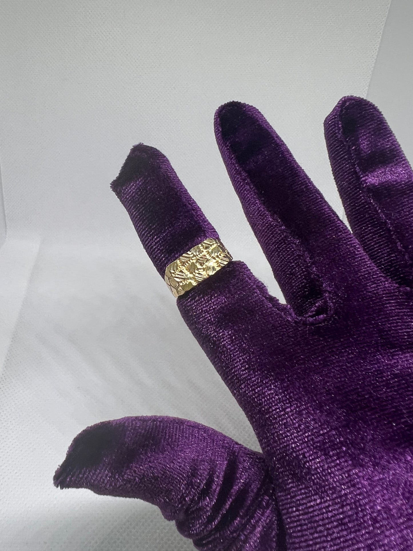 10K Solid Gold Nugget Ring - Chain Included
