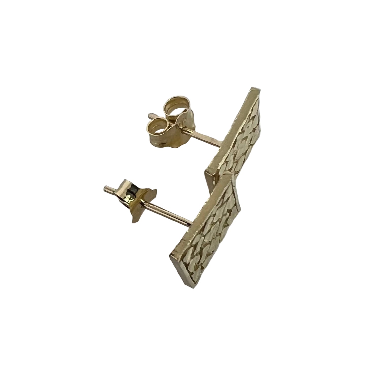 10K Solid Gold Flat Square Nugget Earrings