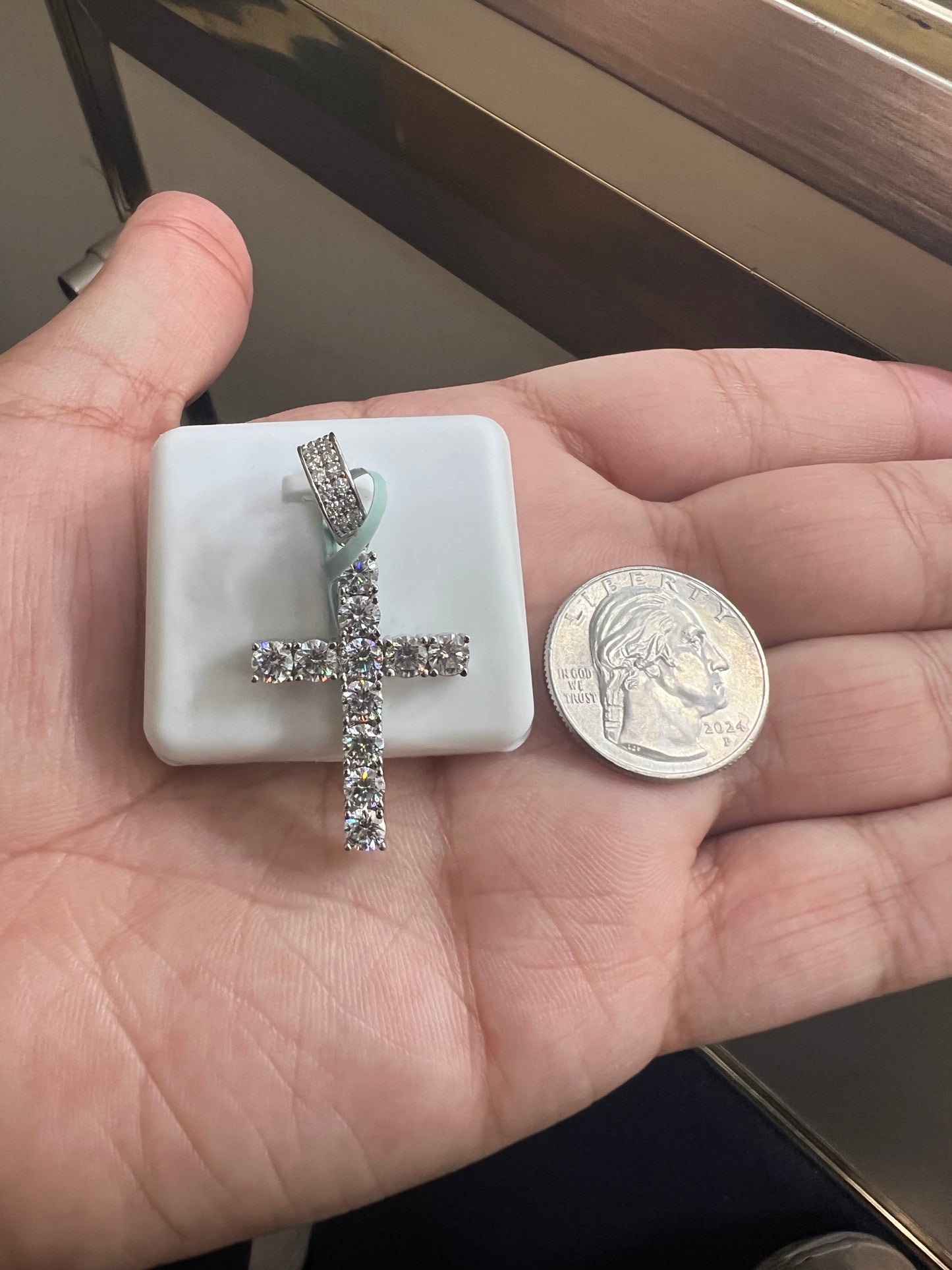 Silver Moissanite Cross Pendant