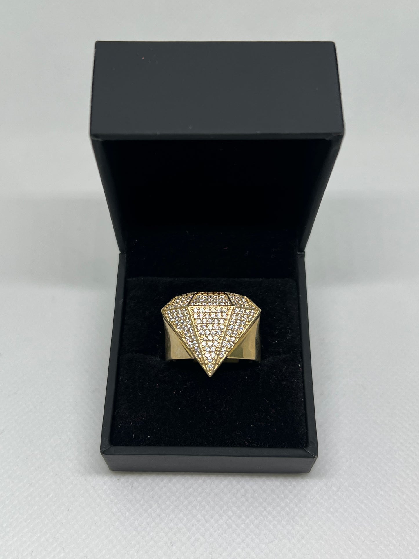 10K Solid Gold Diamond Ring - Chain Included