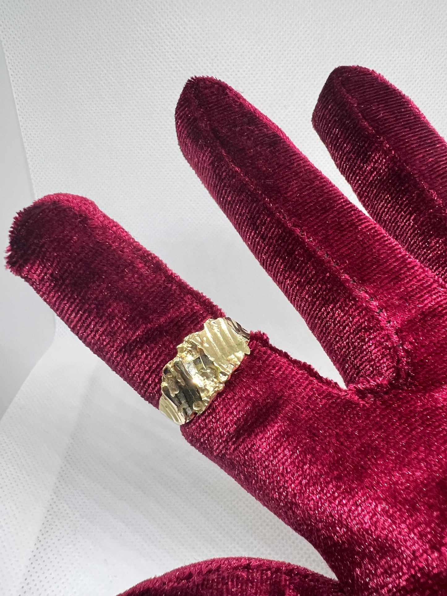 10K Solid Gold Nugget Ring - Chain Included