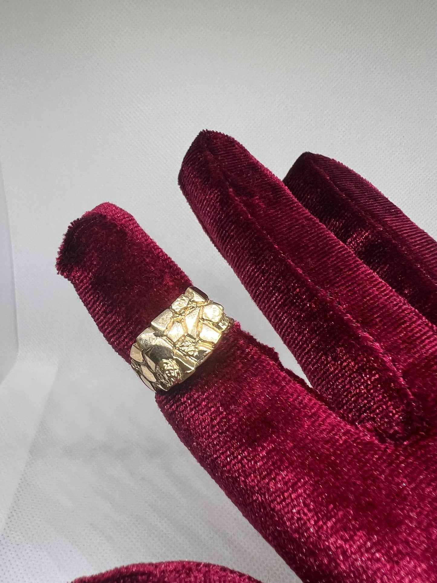 10K Solid Gold Nugget Ring - Chain Included