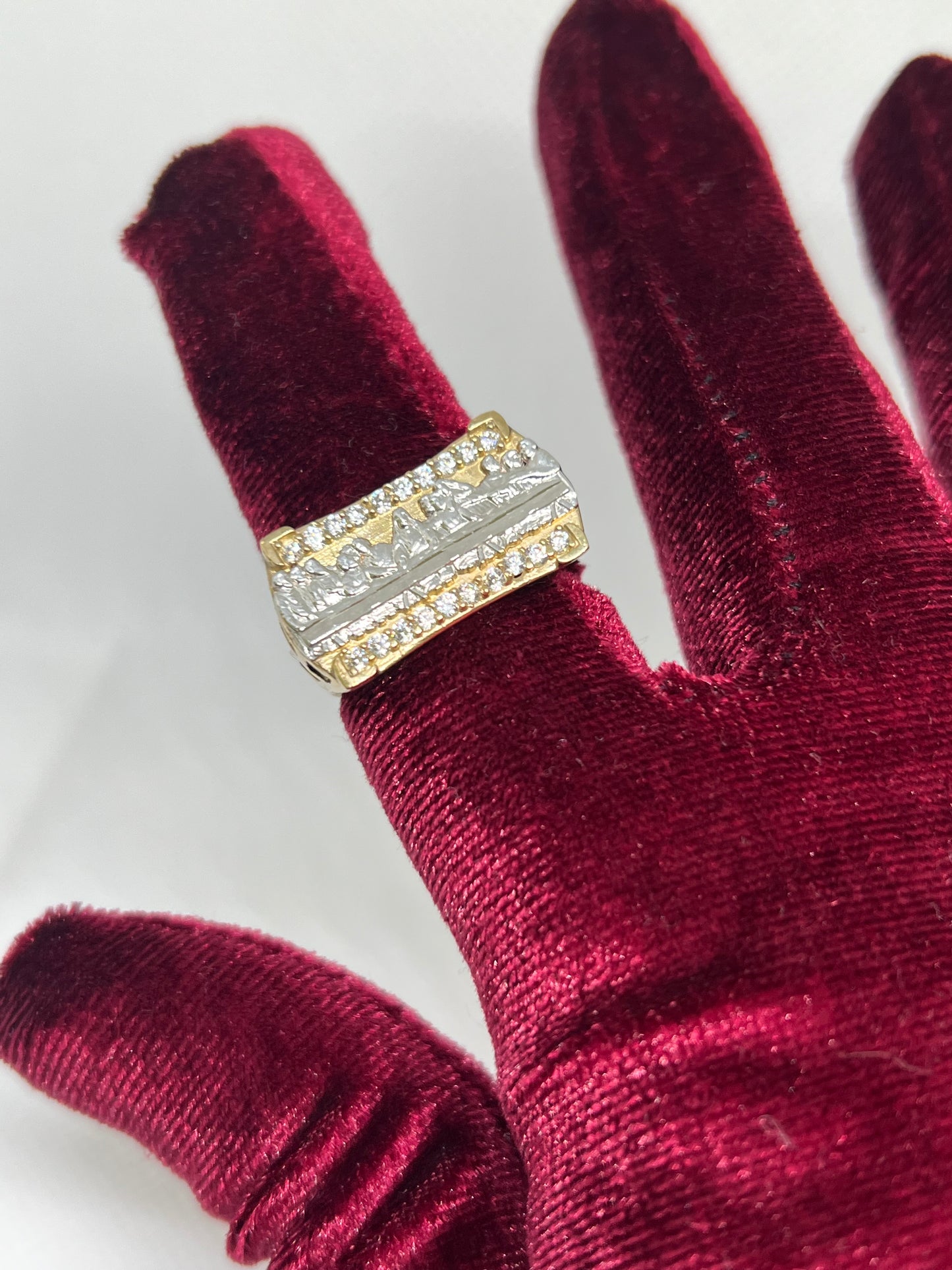 10K Solid Gold Last Supper Ring - Chain Included