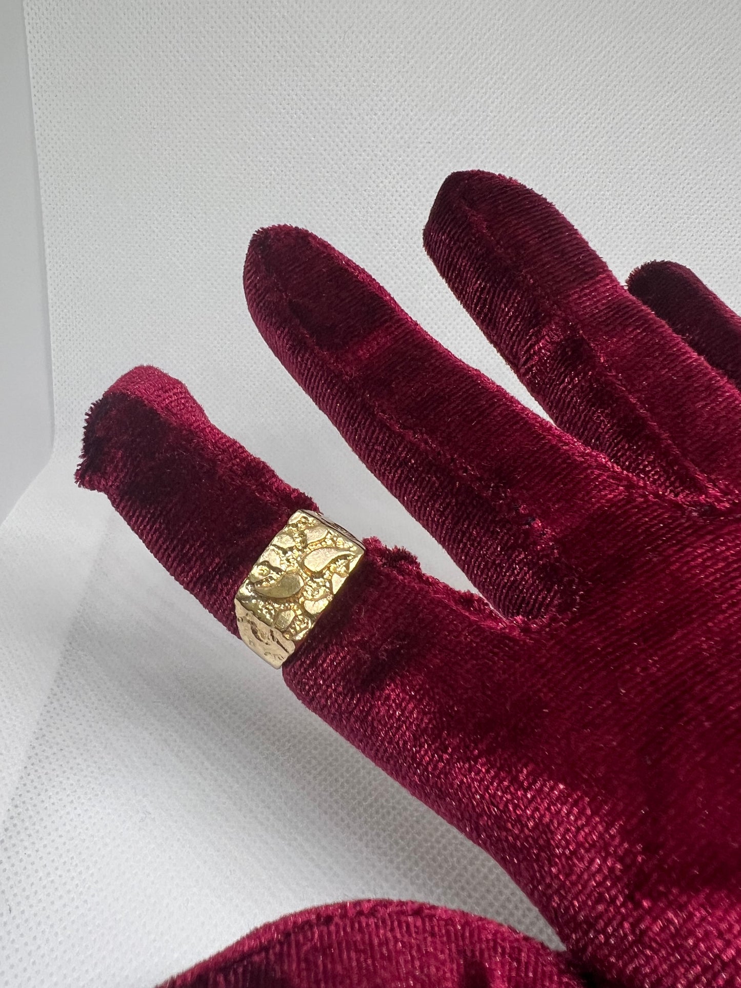 10K Solid Gold Nugget Ring - Chain Included