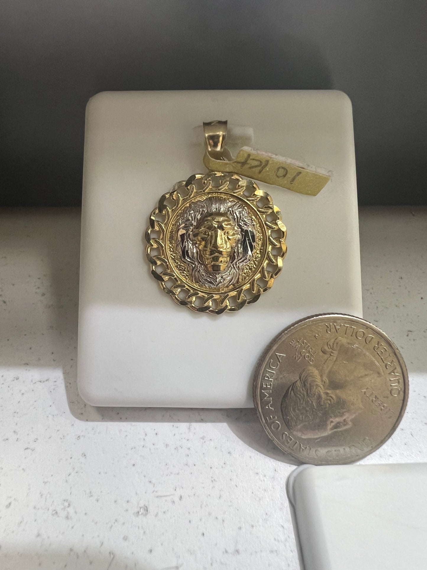 10K Gold Lion Circle Pendant