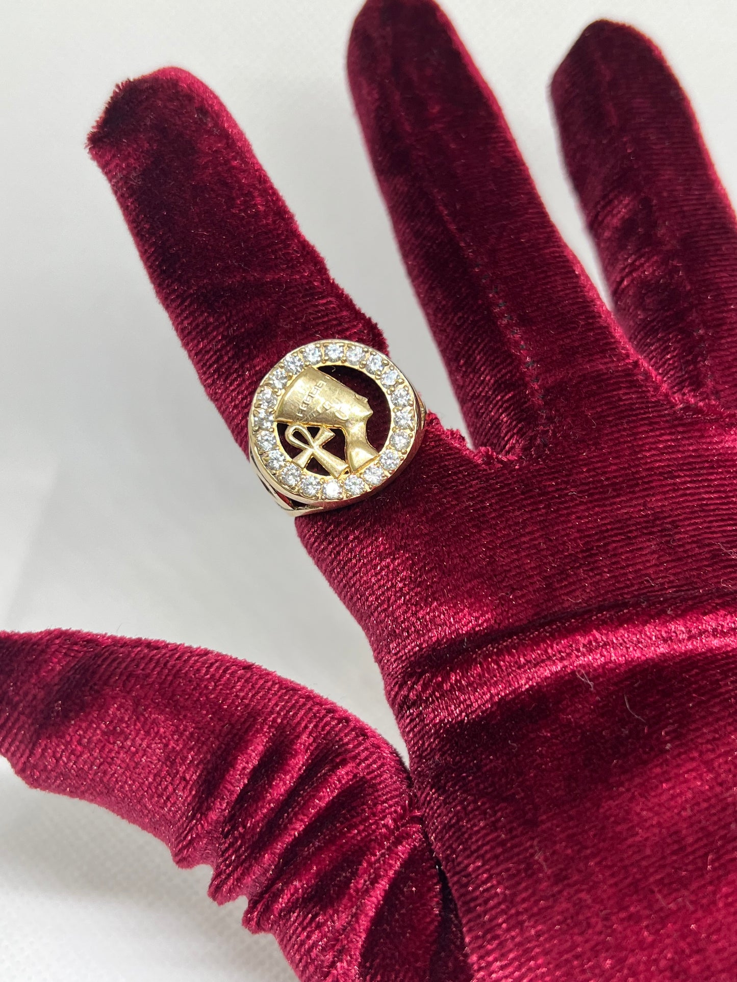 10K Solid Gold Princess Nefertiti Ring - Chain Included