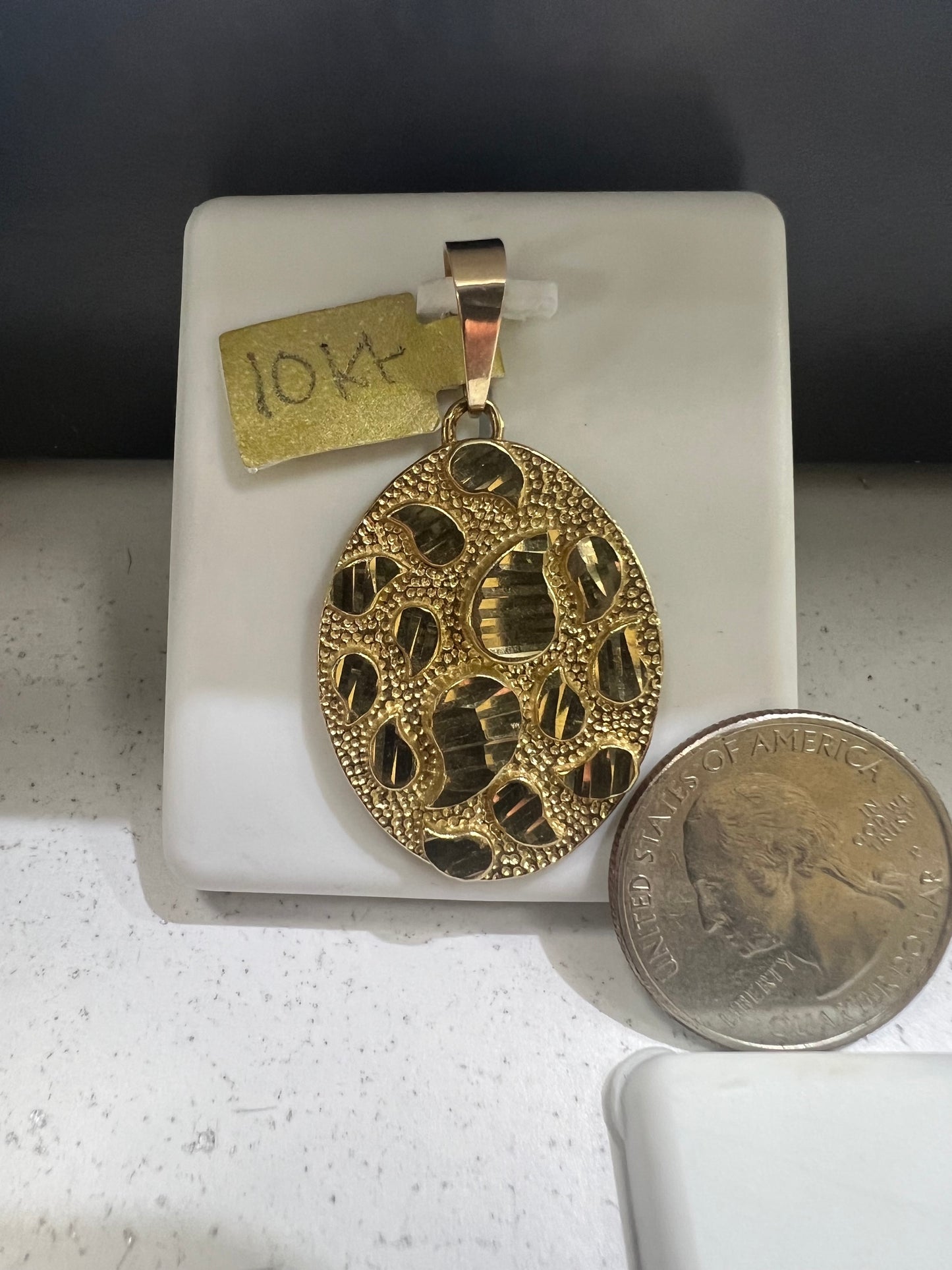 10K Gold Oval Nugget Pendant