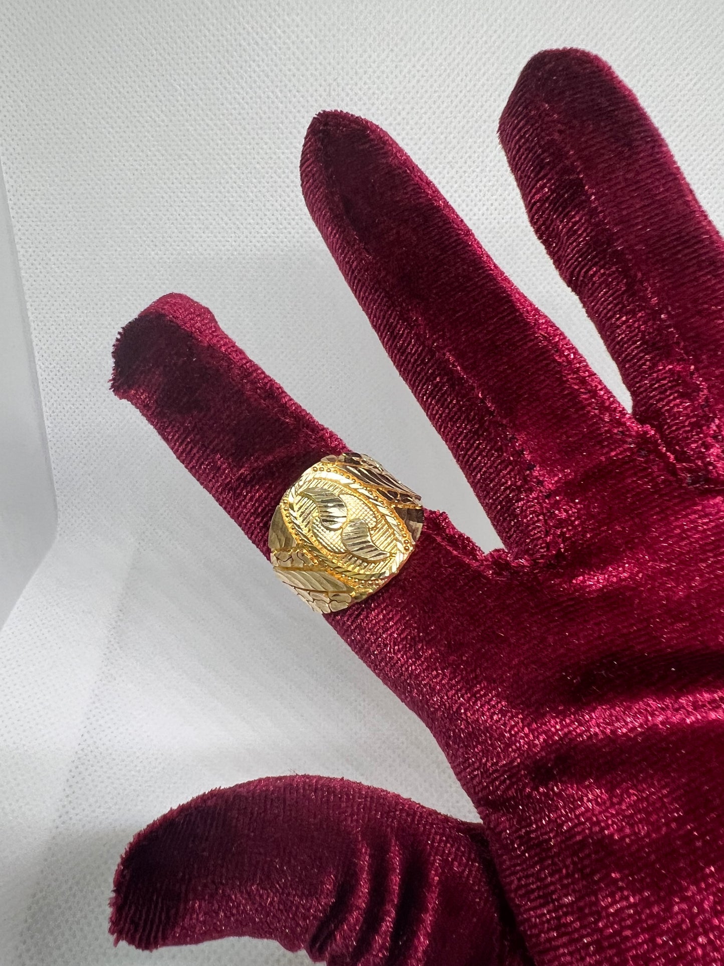 10K Solid Gold Nugget Ring - Chain Included