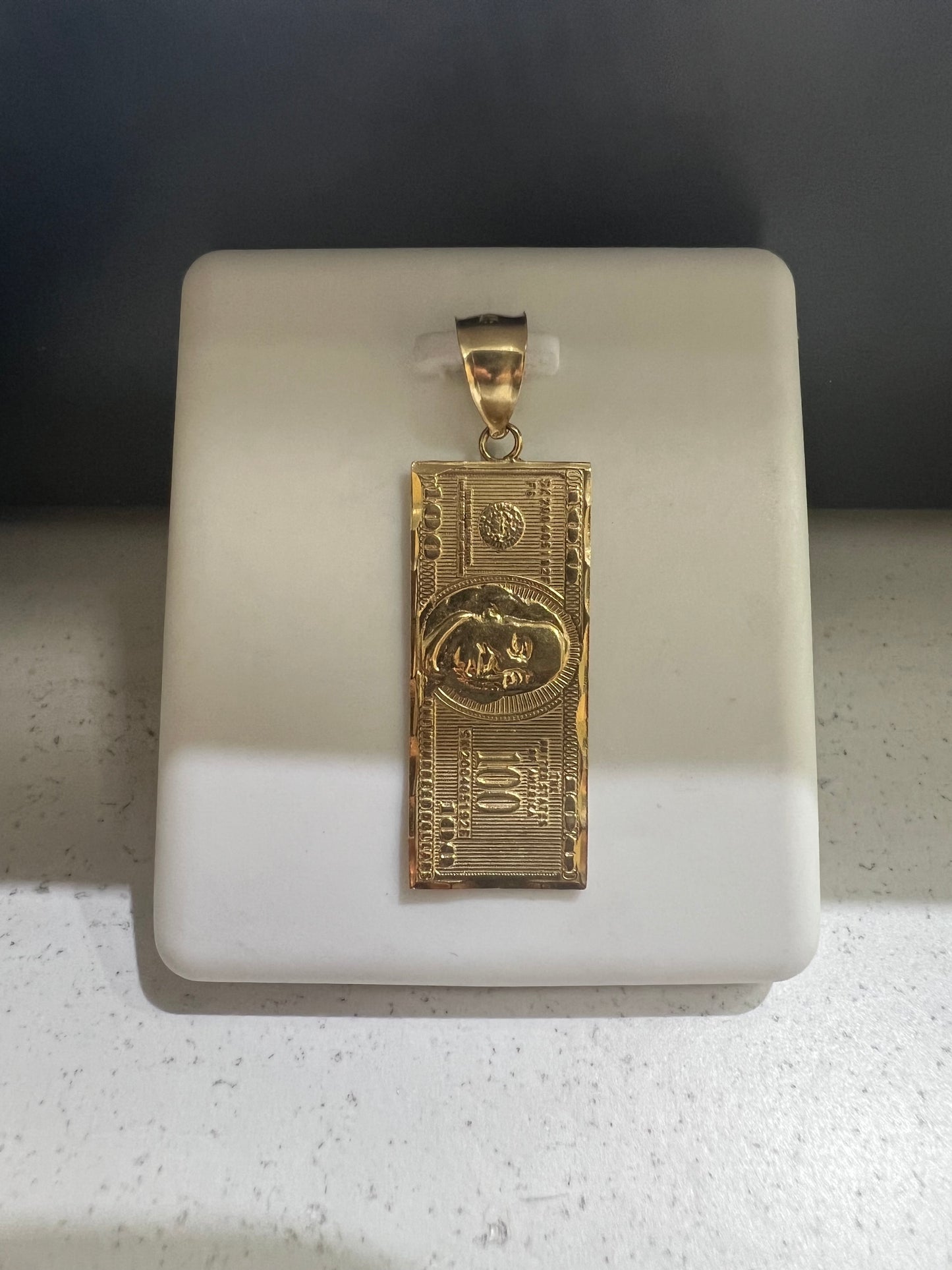 10K Gold $100 Bill Pendant