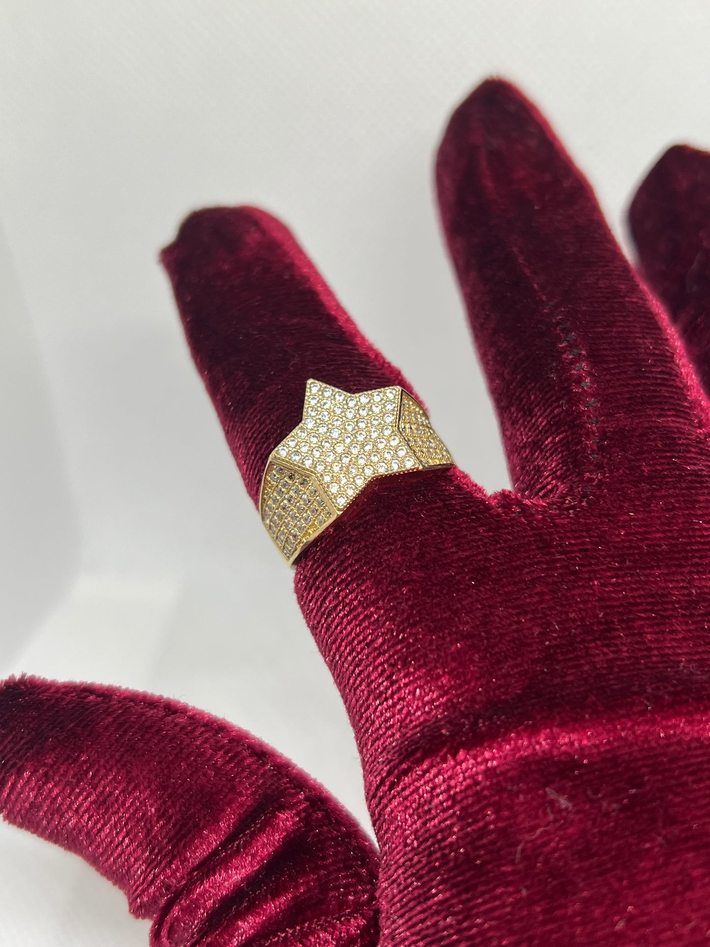 10K Solid Gold Star Ring - Chain Included