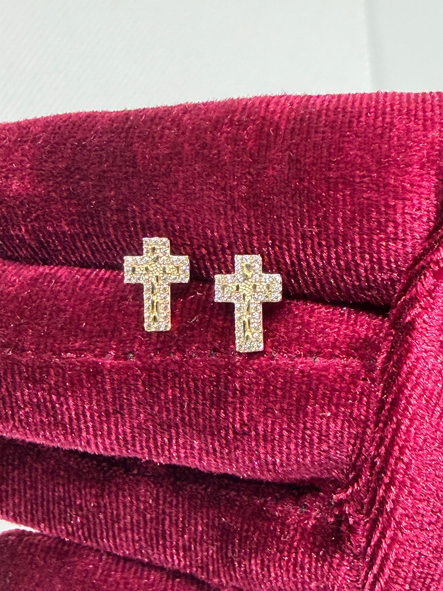 10K Glacier Cut Cross Nugget Earrings