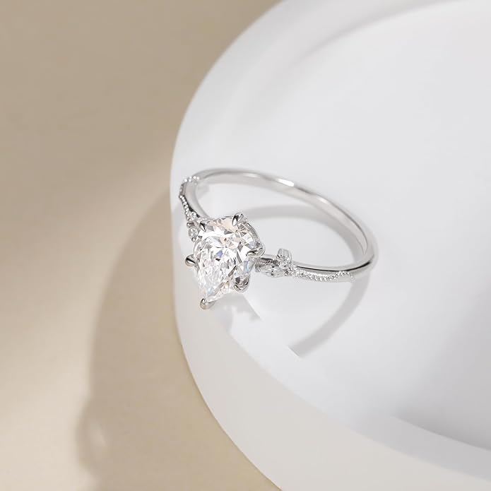 Silver Pear Promise Ring