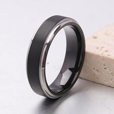 Black & Silver 6mm Tungsten Wedding Band