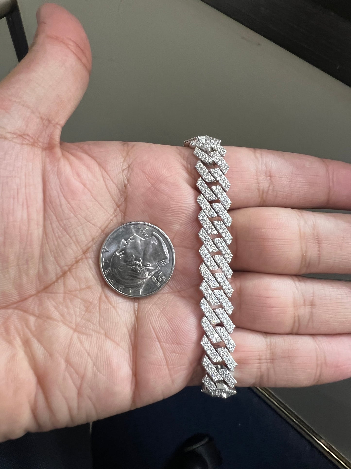 Silver Moissanite Miami Cuban Bracelet