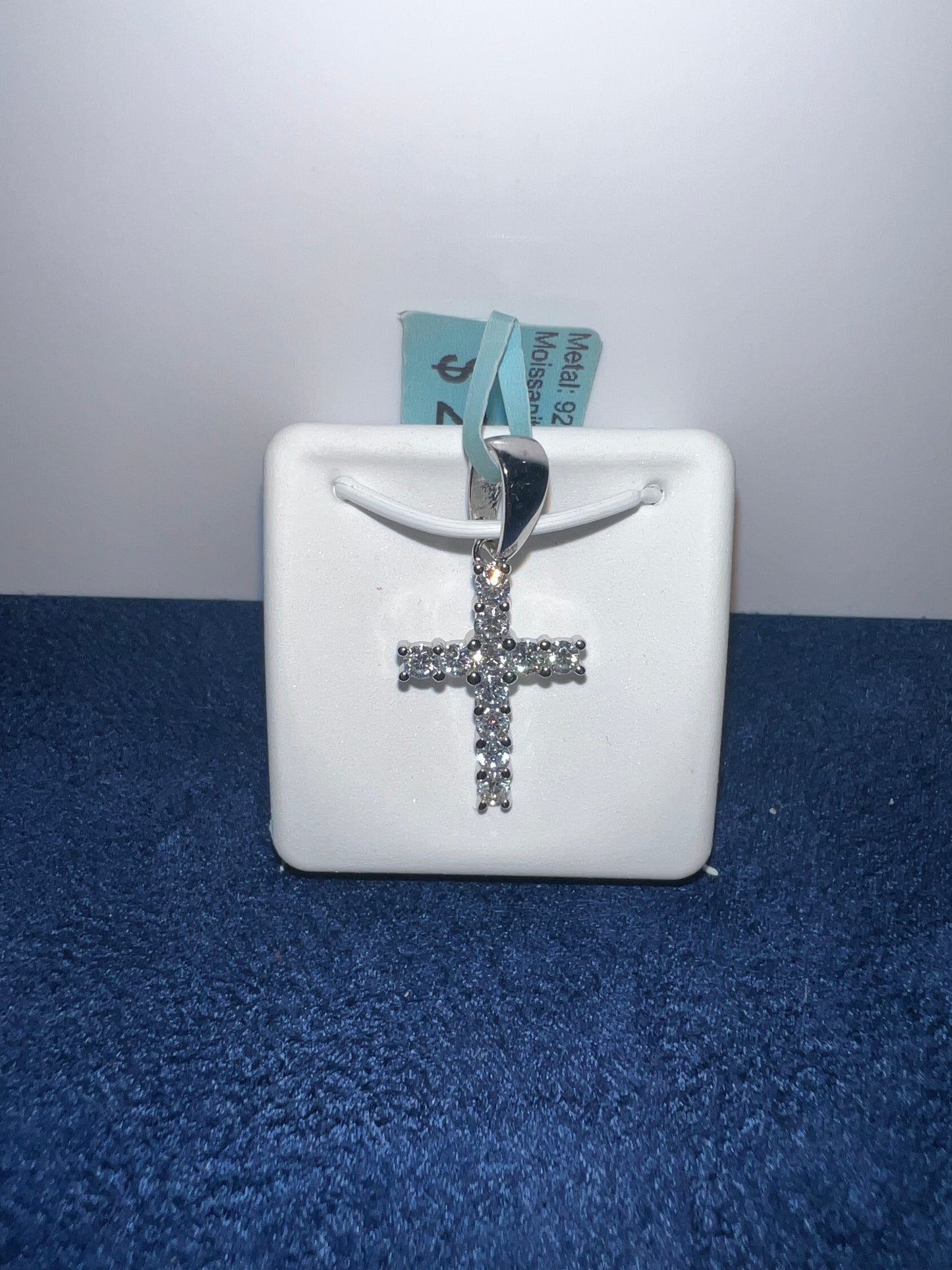 Silver Dainty Moissanite Cross Pendant