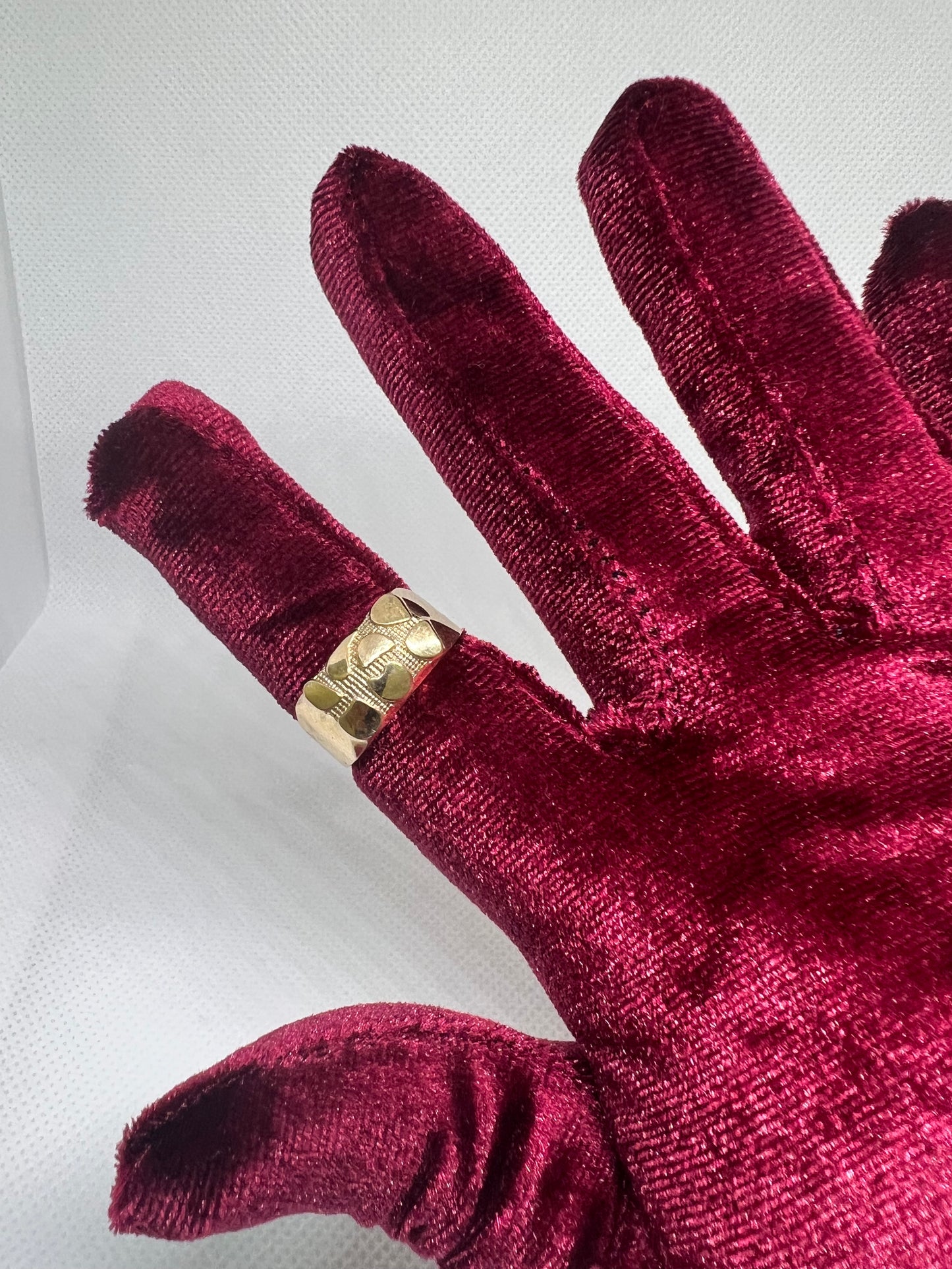 10K Solid Gold Nugget Ring - Chain Included
