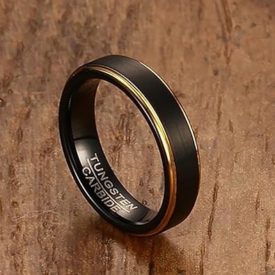 Black & Gold 6mm Tungsten Wedding Band
