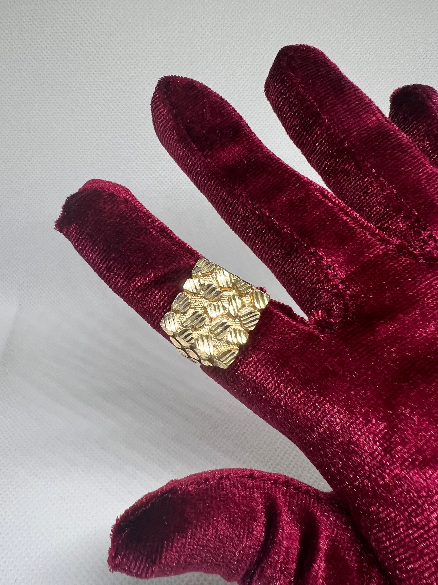 10K Solid Gold Nugget Ring - Chain Included