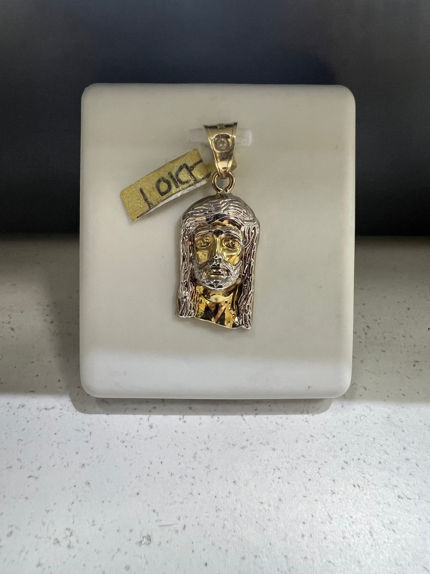 10K Gold Two Tone Jesus Head Pendant