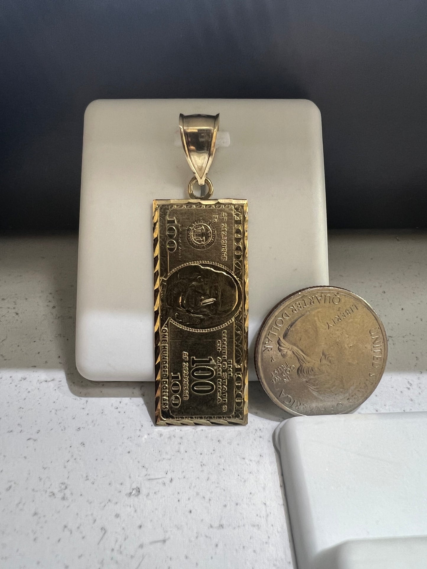10K Gold $100 Bill Pendant
