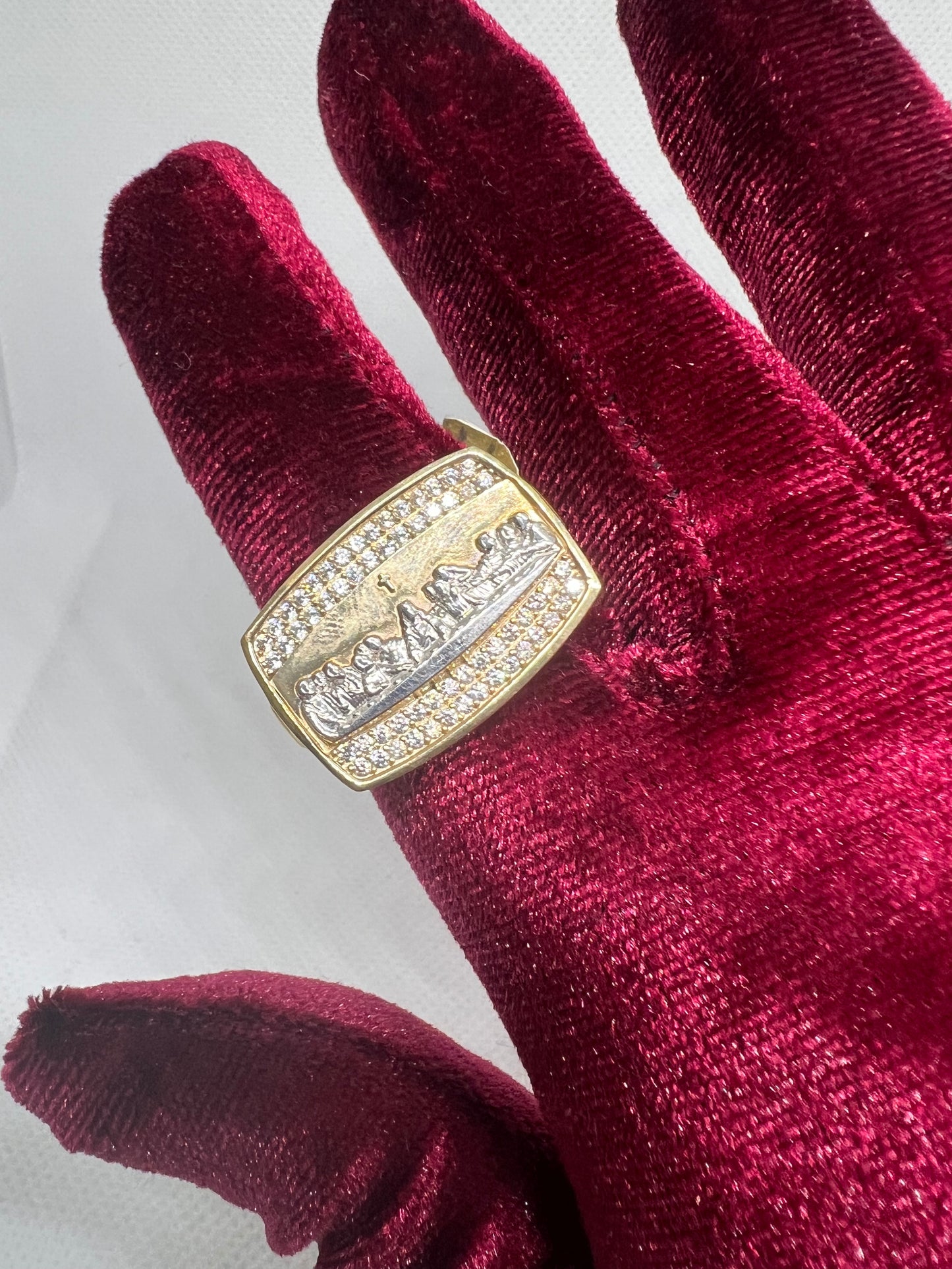 10K Solid Gold Last Supper Ring - Chain Included
