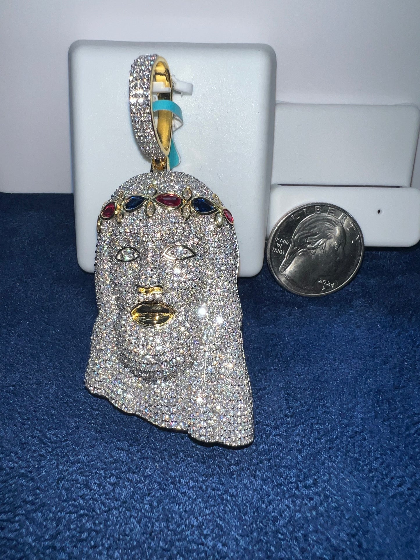 Gold Vermeil Jesus Moissanite Pendant