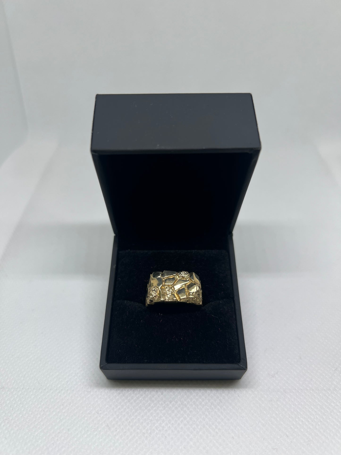 10K Solid Gold Nugget Ring - Chain Included