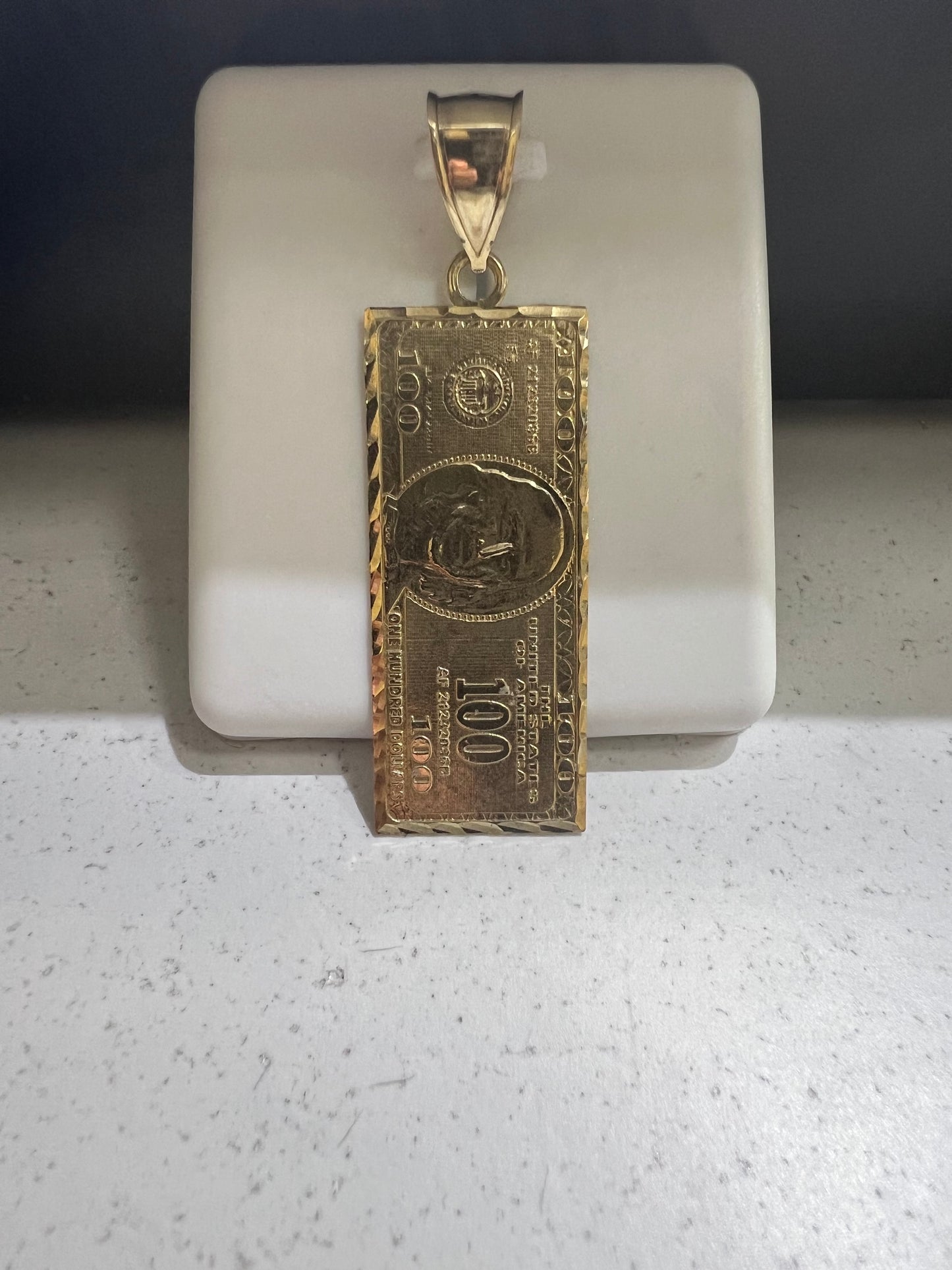 10K Gold $100 Bill Pendant