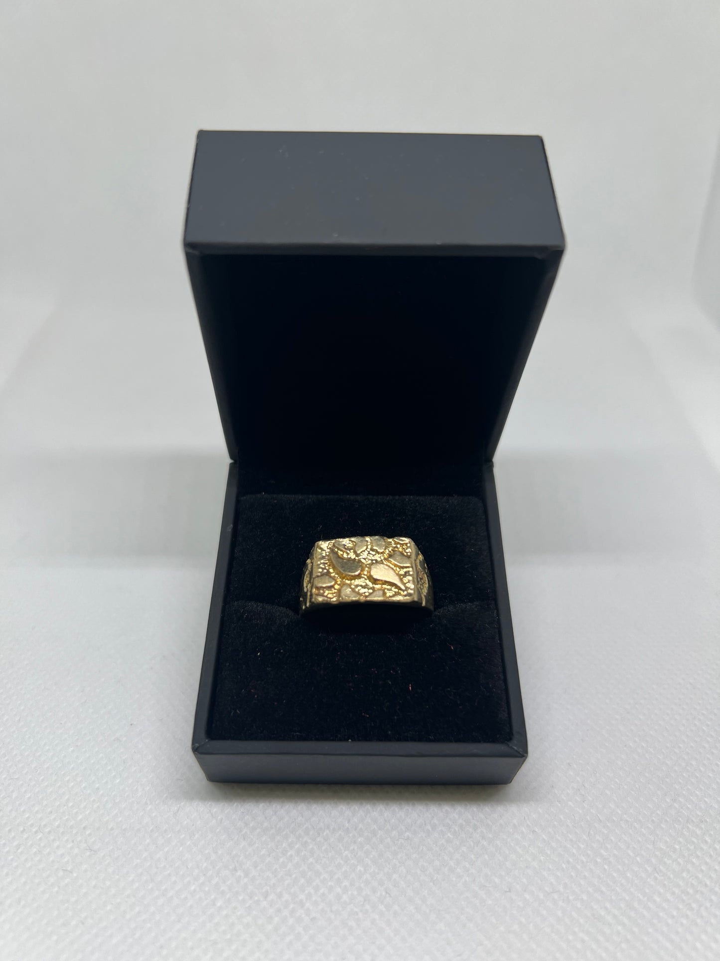 10K Solid Gold Nugget Ring - Chain Included
