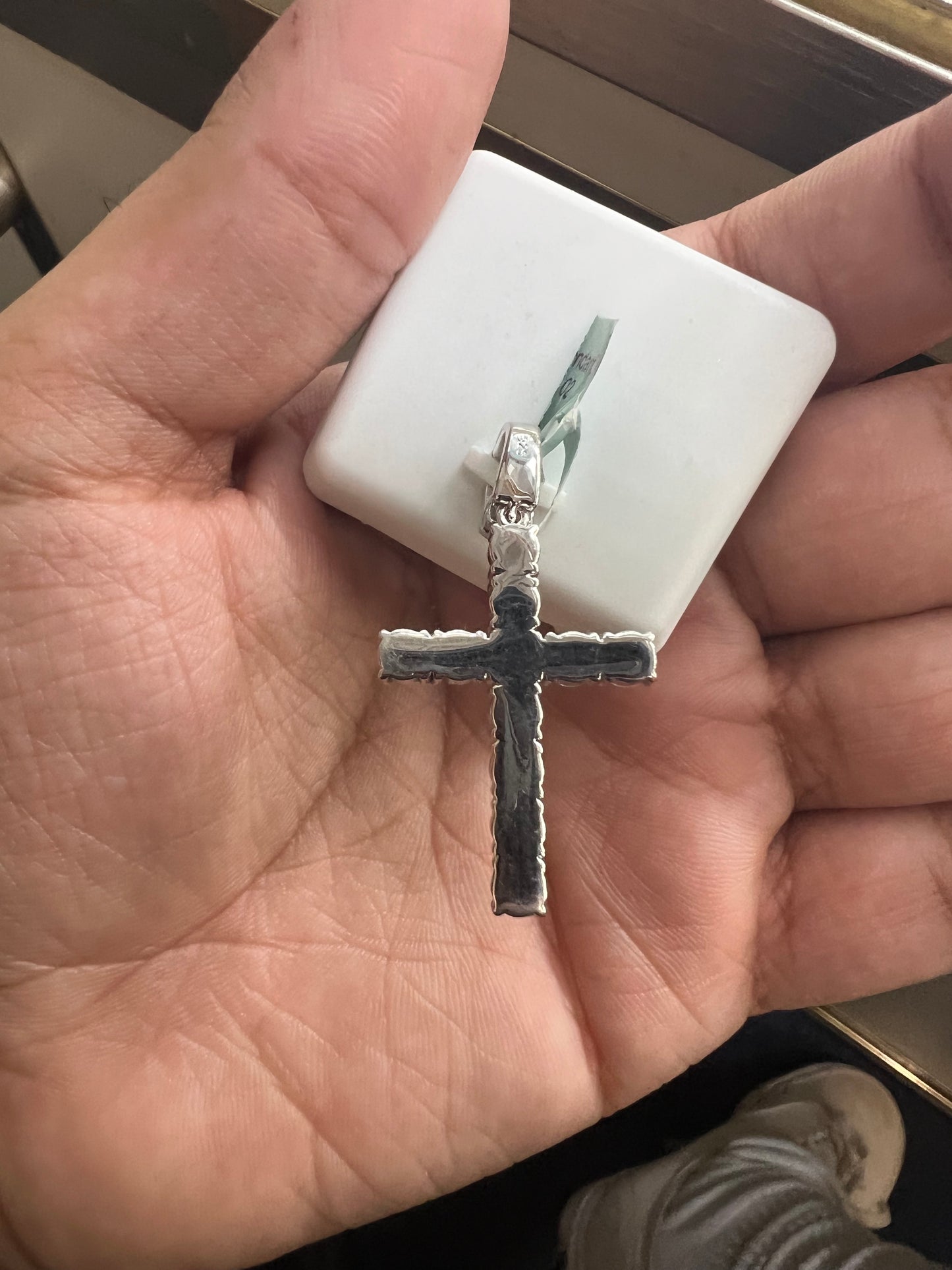 Silver Moissanite Cross Pendant