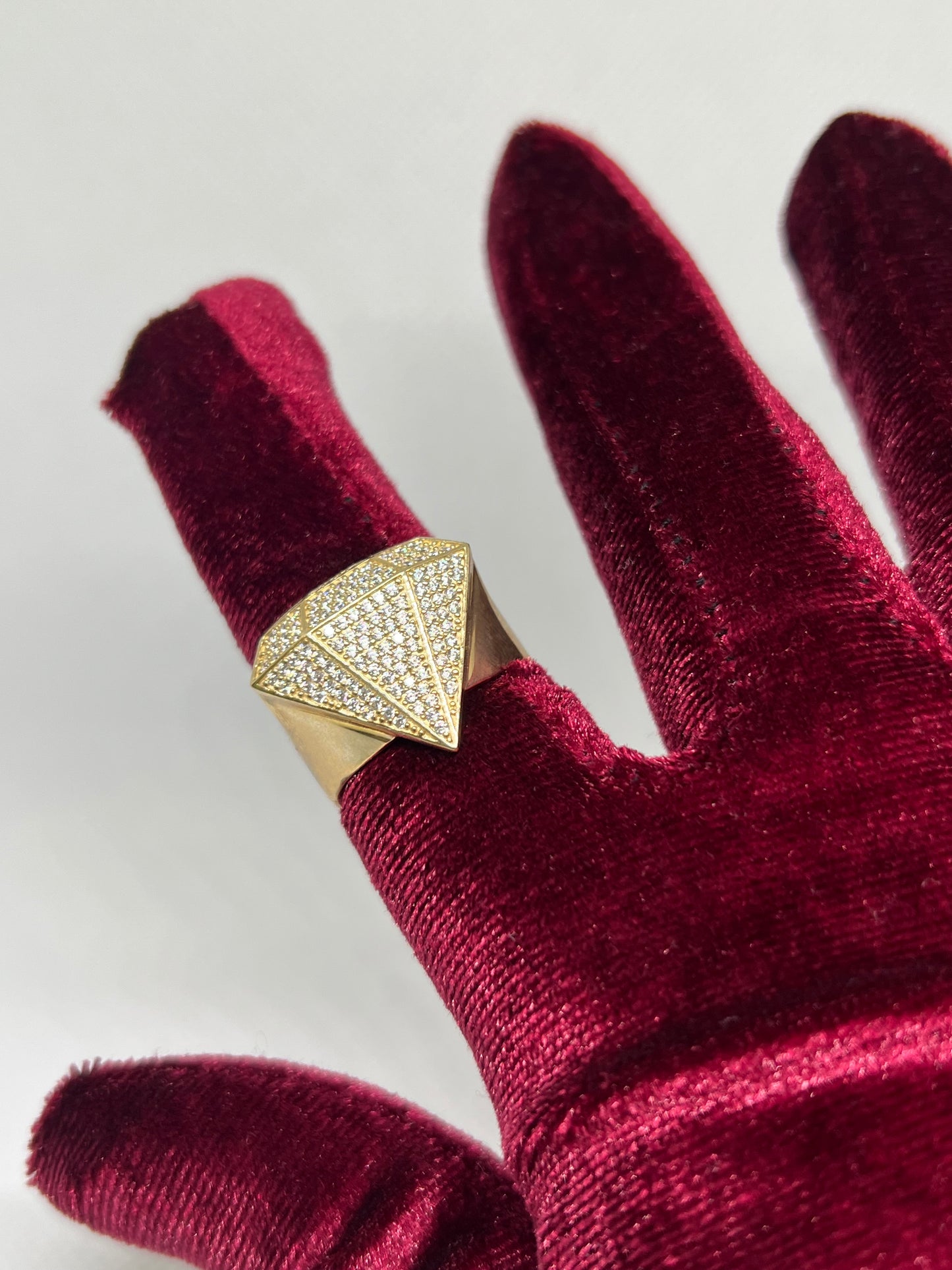 10K Solid Gold Diamond Ring - Chain Included
