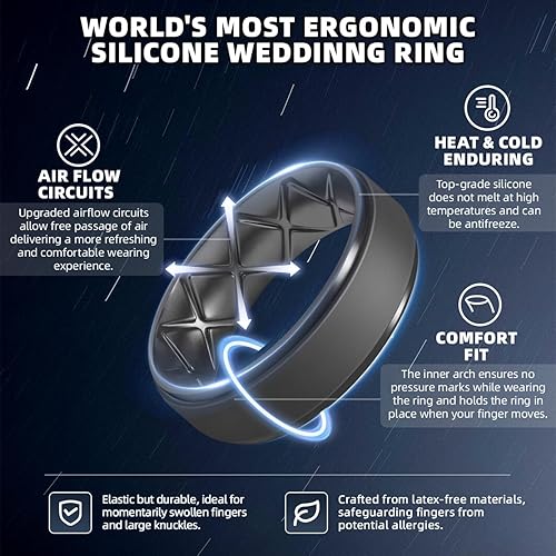Black Grey Breathable Silicone Rings