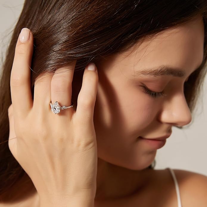 Silver Pear Promise Ring