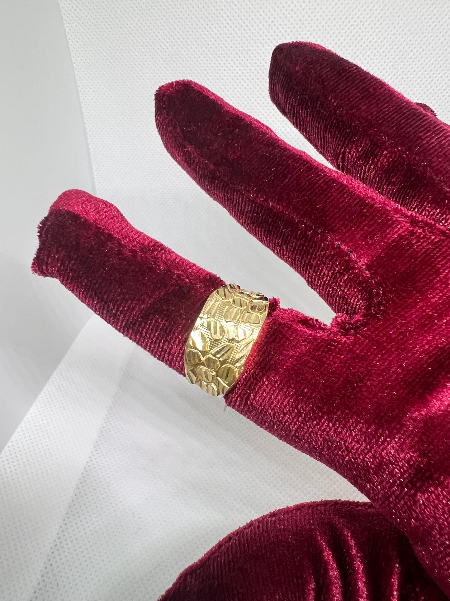 10K Solid Gold Nugget Ring - Chain Included