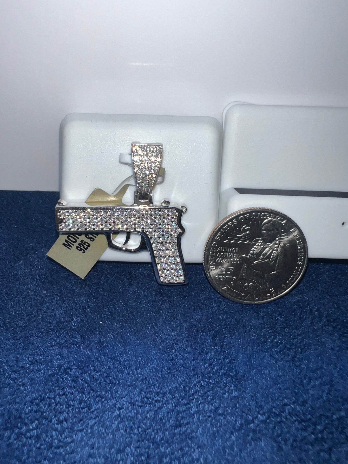 Silver Pistol Moissanite Pendant