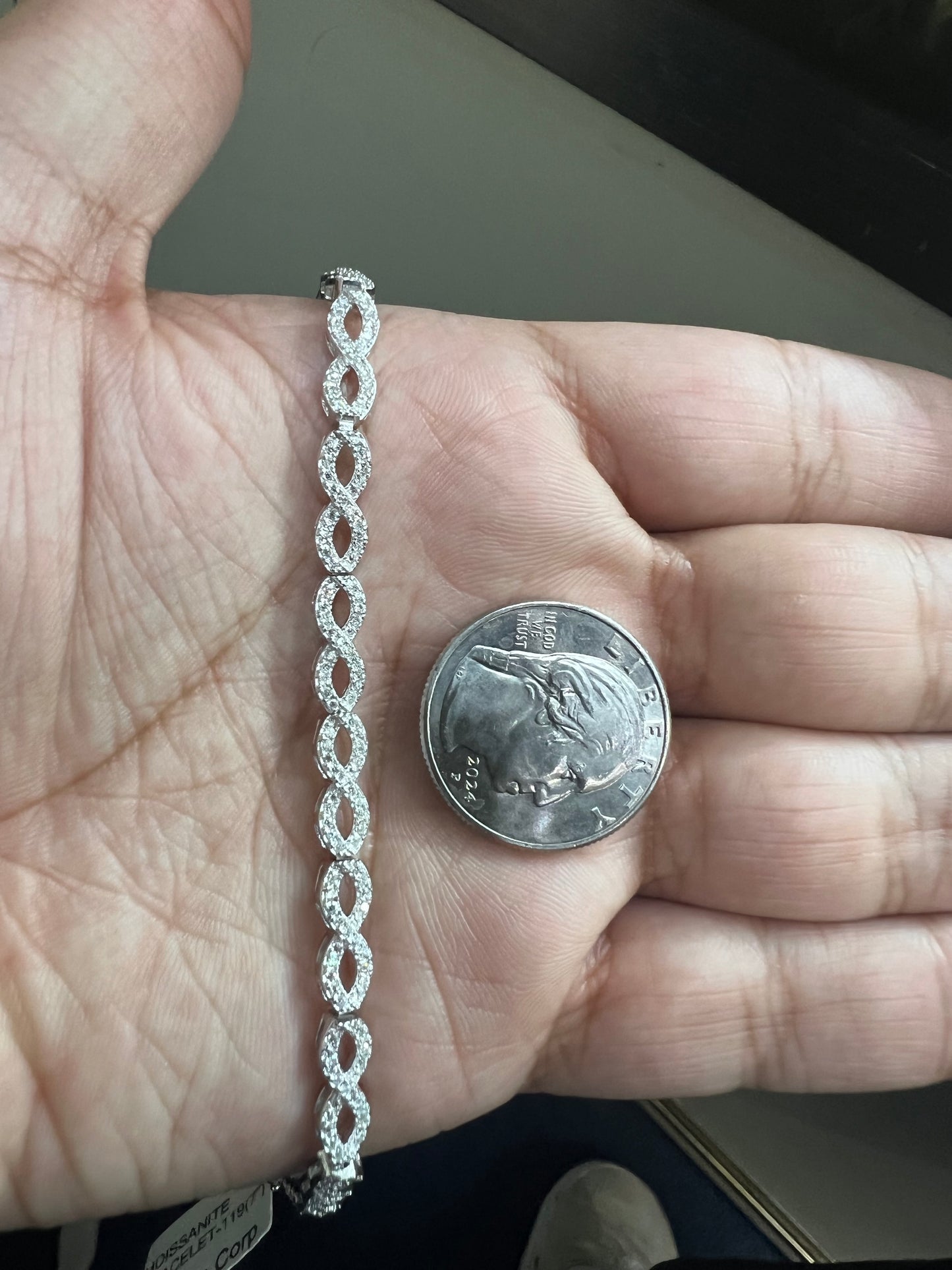 Silver Moissanite Infinity Bracelet
