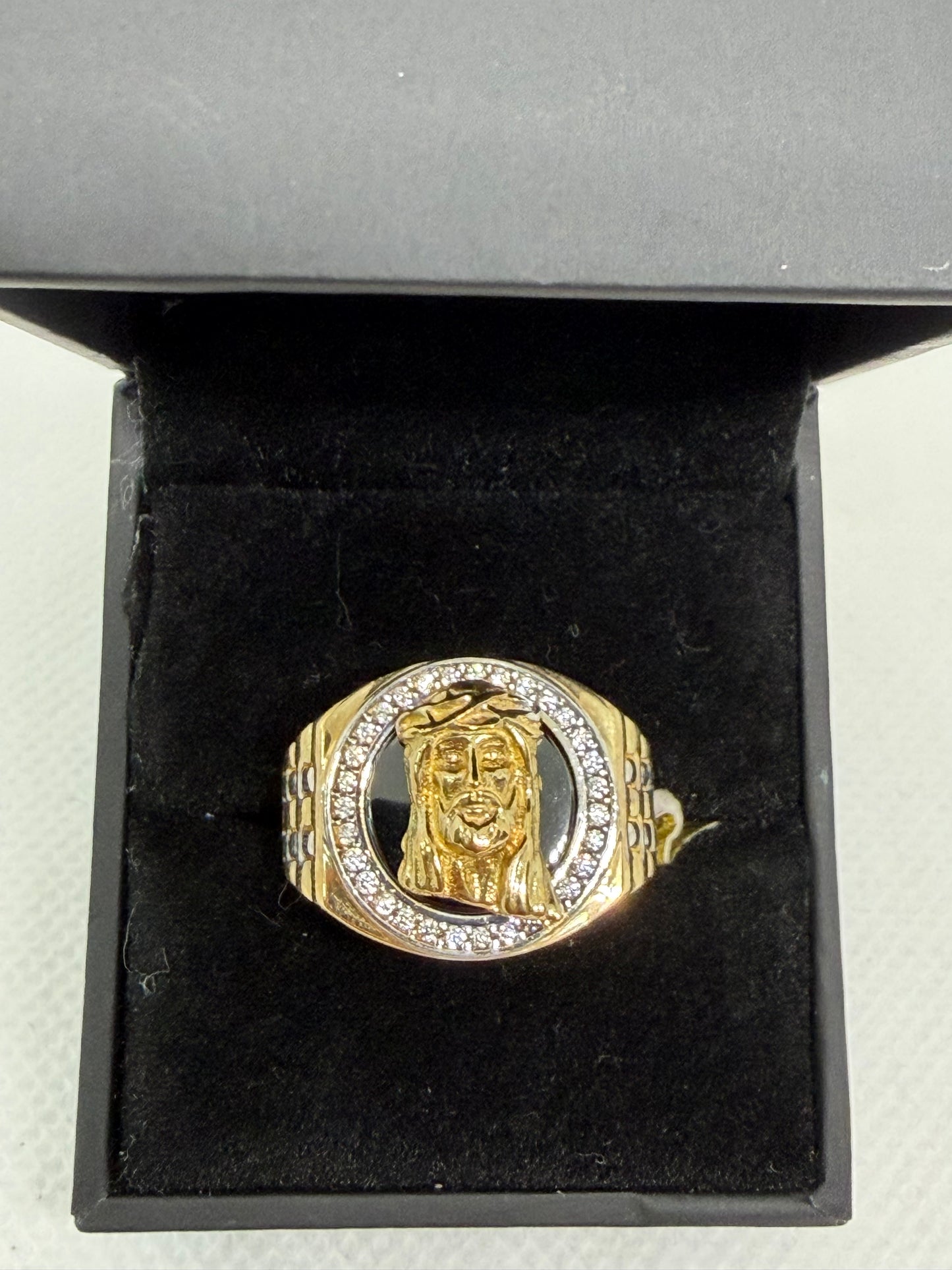 10K Solid Gold Jesus Head Ring - Size 10.5