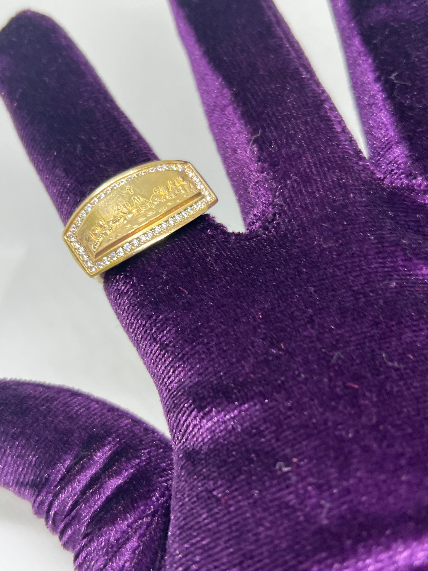 10K Solid Gold Last Supper Ring - Chain Included