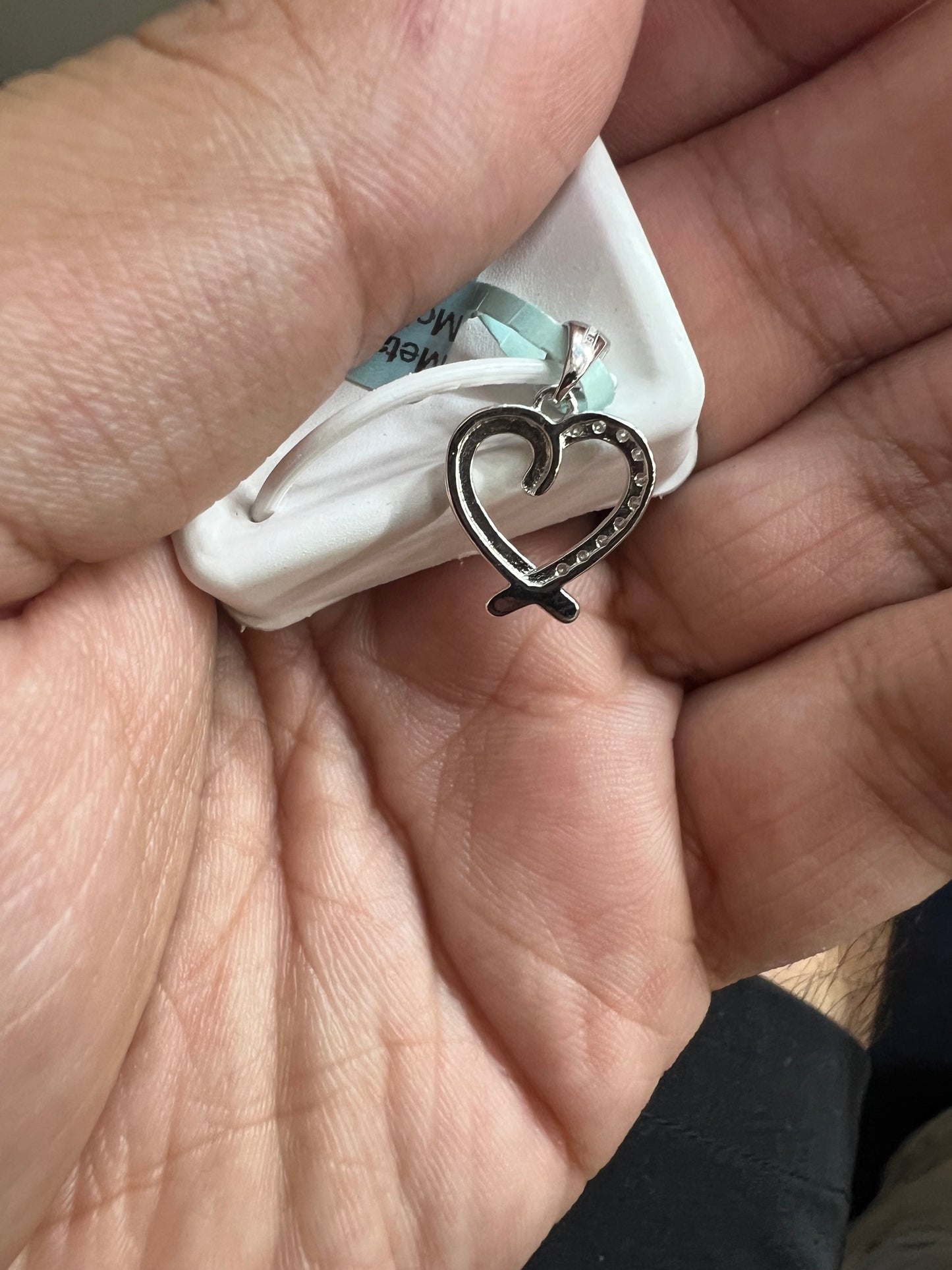 Silver Dainty Heart Moissanite Pendant