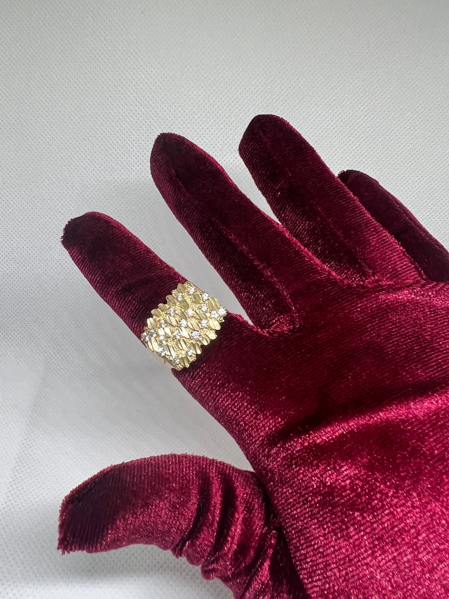 10K Solid Gold Nugget Ring - Chain Included